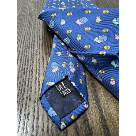 Salvatore Ferragamo Authentic Angel Tropical Fish Silk Neck Tie Ocean Blue - Picture 8 of 8